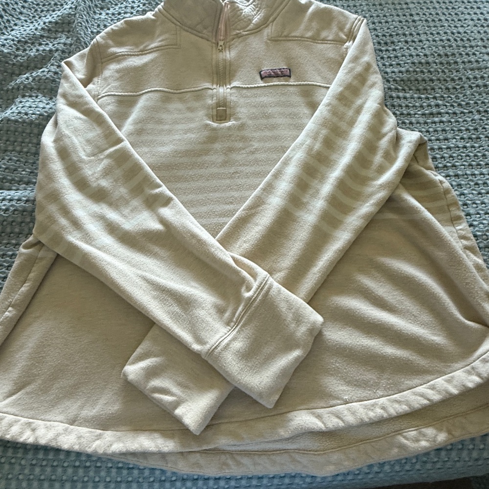 Women's Cream Quarter-Zip Pullover Top